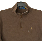 Polo Ralph Lauren Quarter-Zip Men's XXL Mock Neck Cotton Knit Pullover Brown