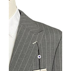 Tayion Men's 44L Suit Jacket Acontour Lined Stretch Fabric Grey Stripe