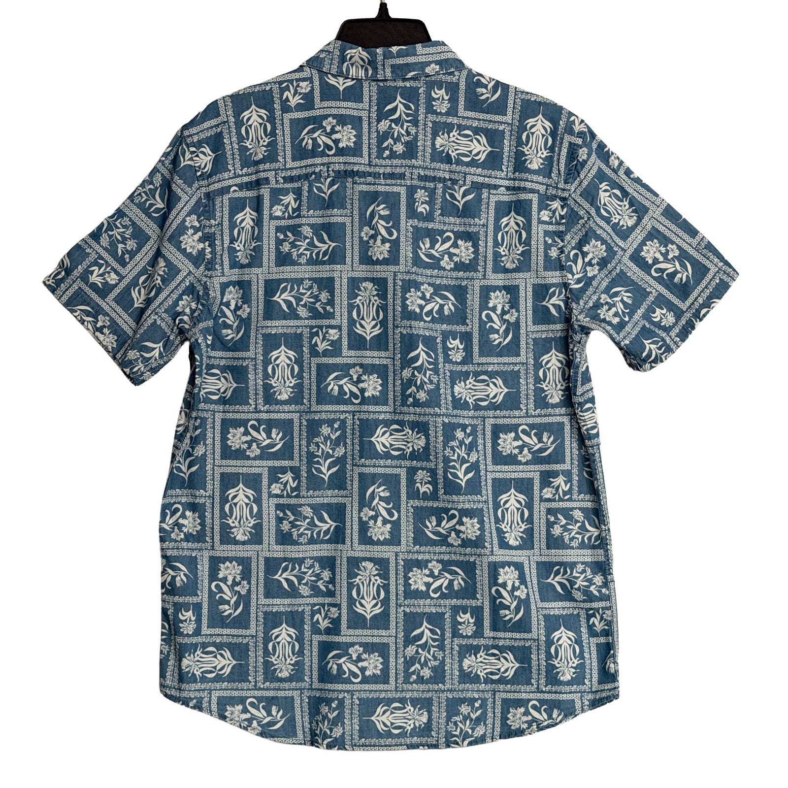 RVCA Casual Shirt Men's Small Regular Fit Button-Up Blue Floral Frame
