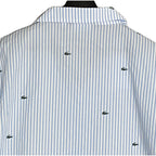 Lacoste Sleepwear Men's XL Poplin Pajama Shirt Cotton Blue Pinstripe