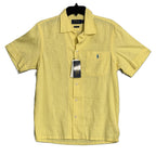 Polo Ralph Lauren Shirt Men's Small Classic Fit Short Slv Linen Blend Yellow