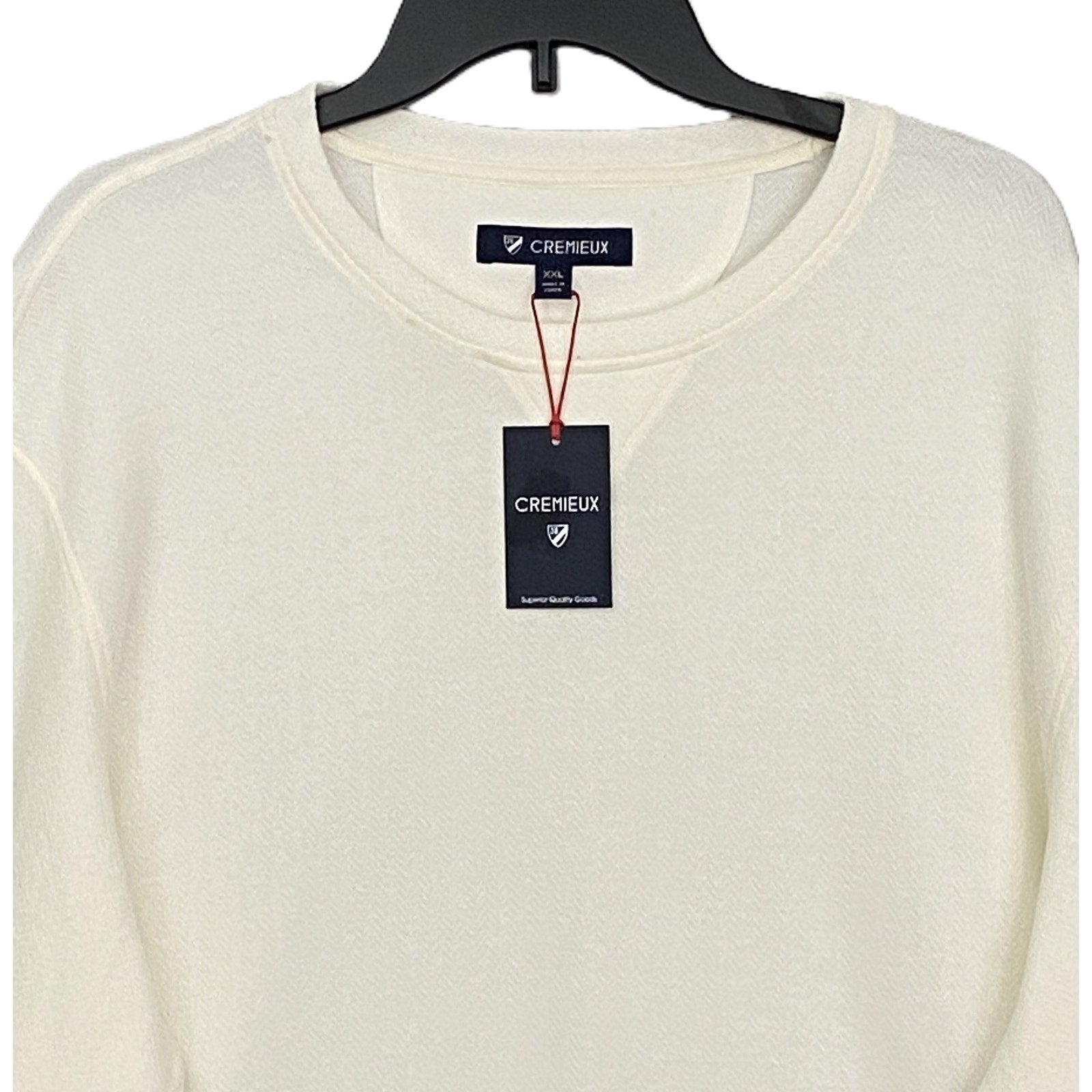 Daniel Cremieux Mne's XXL Long Sleeve Crew Neck T-Shirt Solid Cream