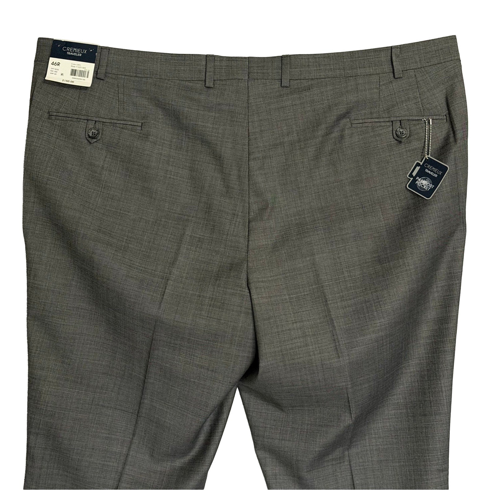 Daniel Cremieux Dress Pant Men's 46R Traveler Raw Hem Comfort Waist Gray