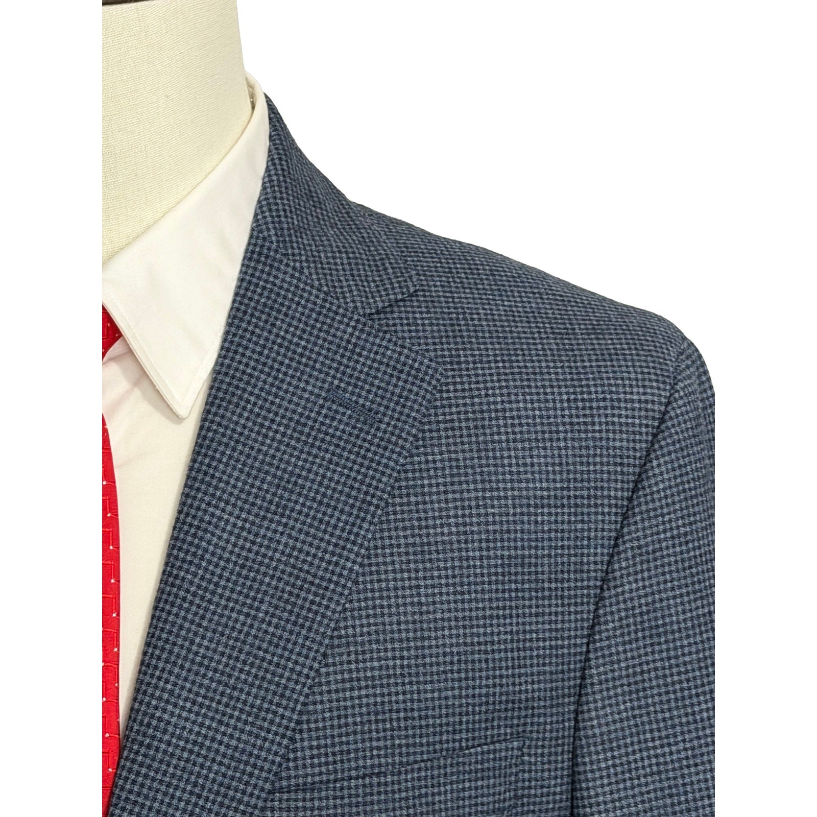 Brooks Brothers Sport Coat Men's 42 Short Blue Micro-Check Wool Blend