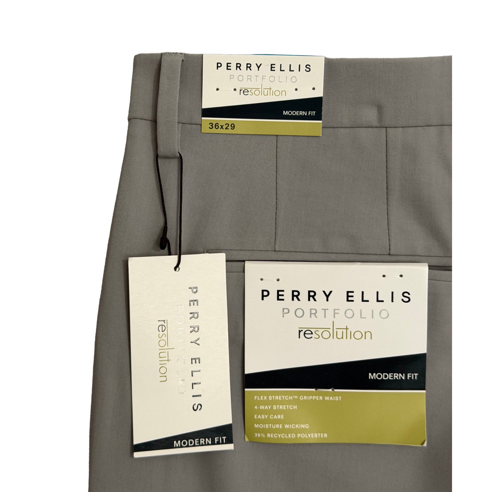 Perry Ellis Portfolio Pants Men's 36x29 Modern Fit Dress Pant Chiseled Stone NEW