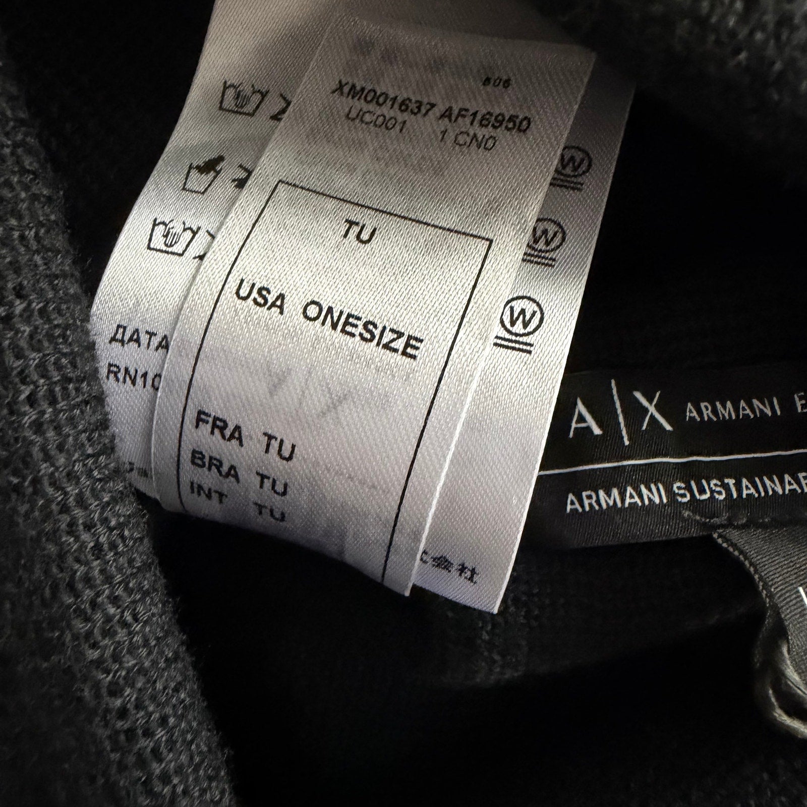 Armani Exchange Milano / New York Knit Beanie One Size Folded Cuff Black