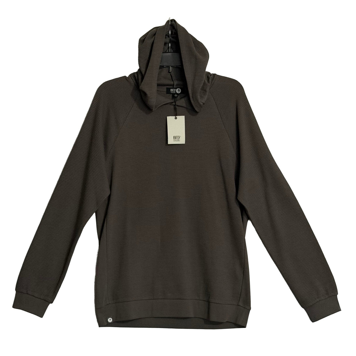 BFD Malibu Hoodie Men's Small Waffle Thermal Long Sleeve Hoodie Carbon
