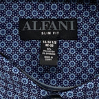 Alfani Dress Shirt Men's 14-14.5 32/33 Alfatech Slim Fit Blue Geo Print
