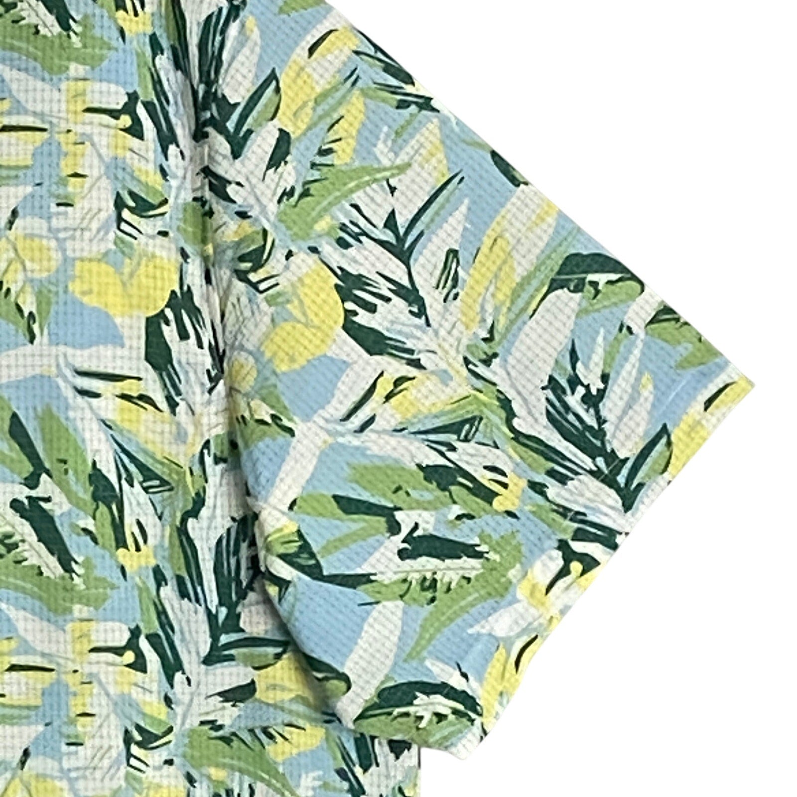 Quieti Performance Shirt Men's XL Short Sleeve Button-Up Shirt Leaf Print