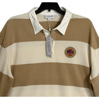 Lacoste Striped Rugby Polo Men's XXL Relaxed Fit Long Sleeve Beige