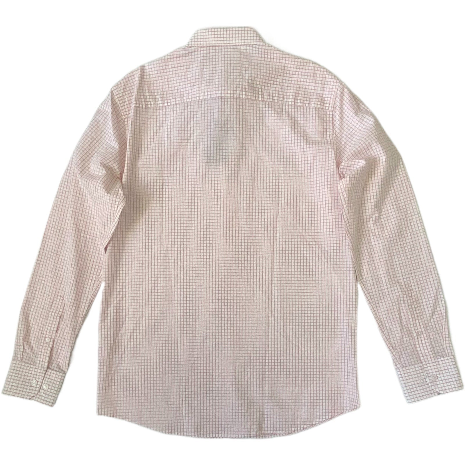 Johnston & Murphy Shirt Men's Small Button-Up Shirt Linen Blend Pink Check