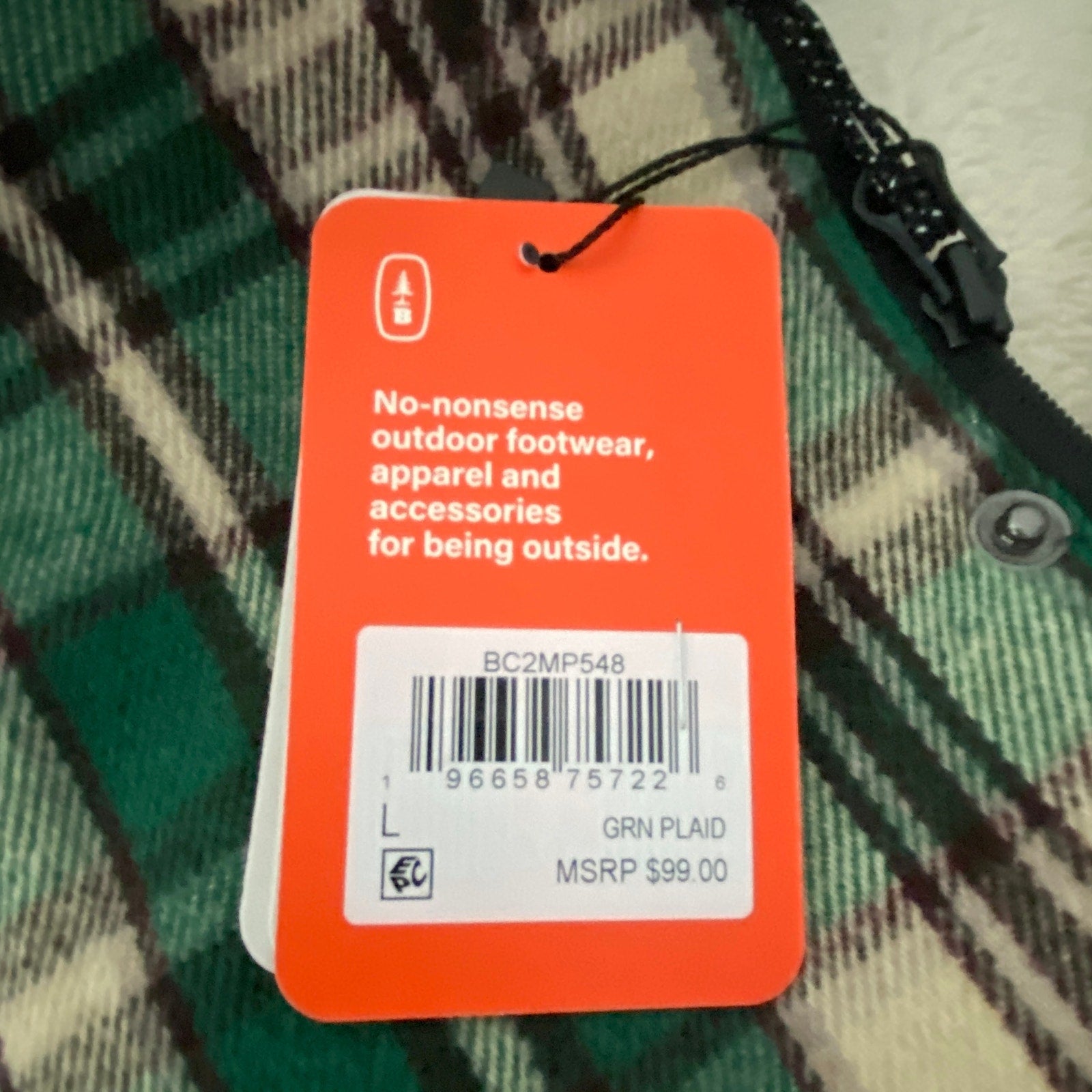 Bass Outdoors Men's Large Sherpa-Lined Jacket Green Plaid