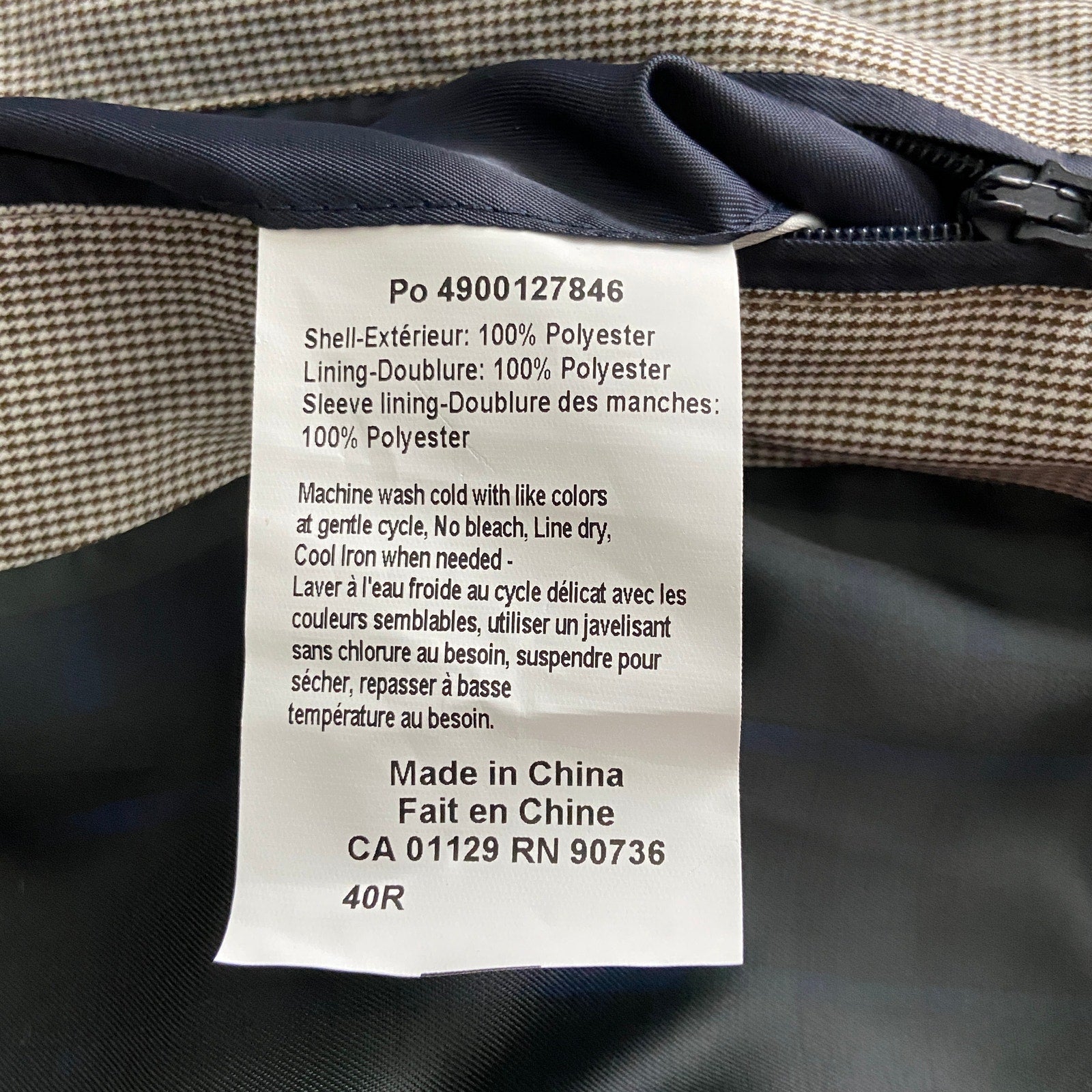 Lauren Ralph Lauren Raincoat Men's 40 Regular Cream Brown Houndstooth