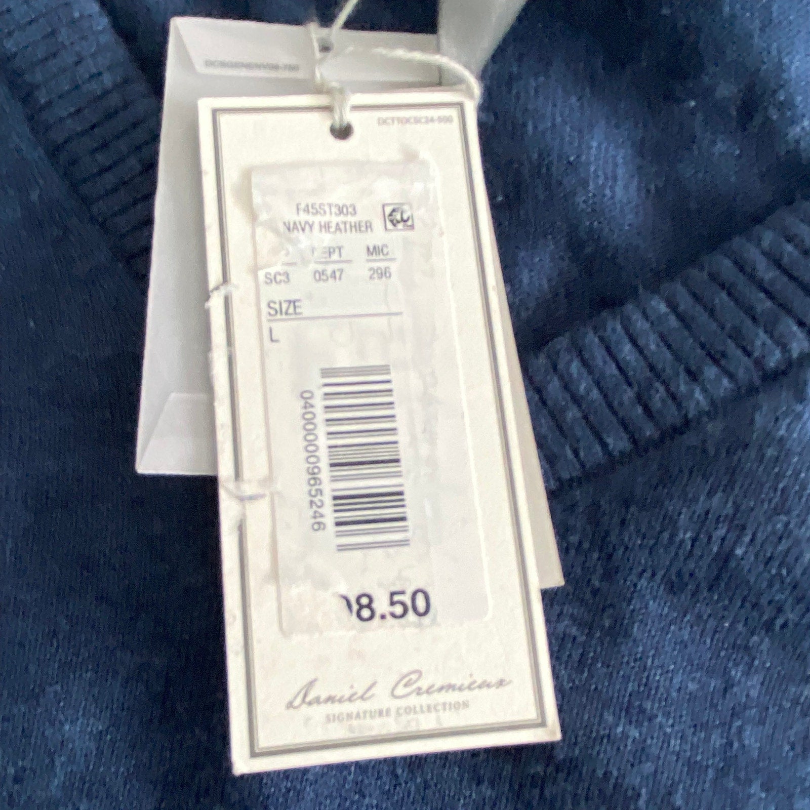 Daniel Cremieux V-Neck Sweater Men's Large Pima Cotton Cashmere Blend Navy