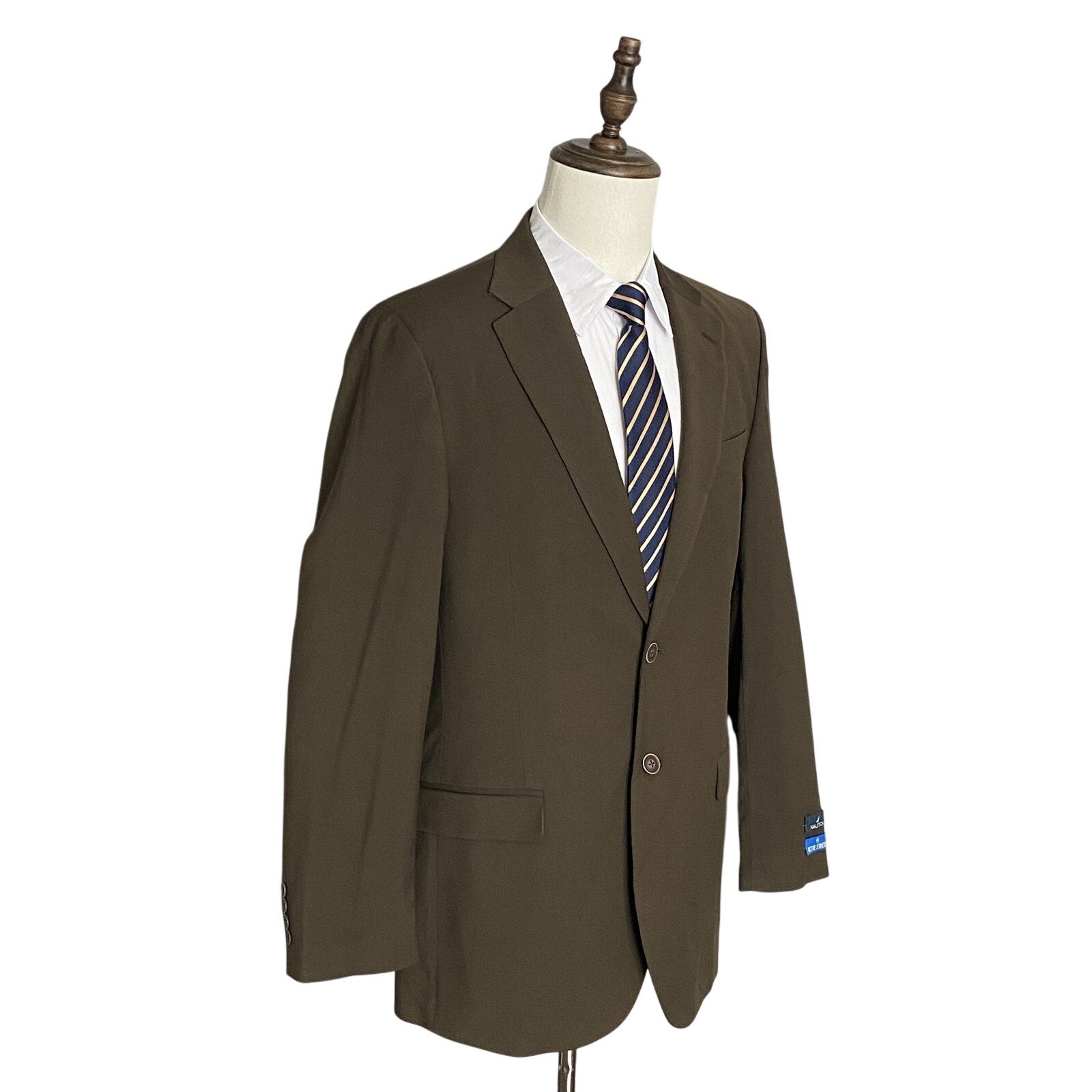 Nautica Men's Suit 40L 36W 2-Piece Suit Modern Fit Gaff Active Stretch Olive