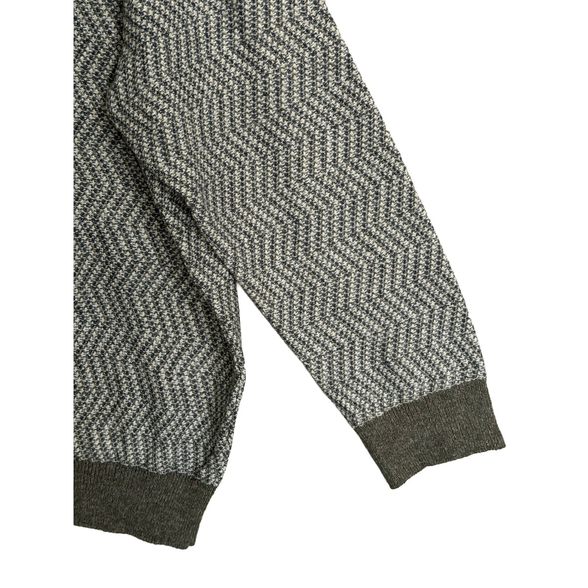 Perry Ellis Sweater Men's 2X Big & Tall Yarn Herringbone Crew Neck Gray