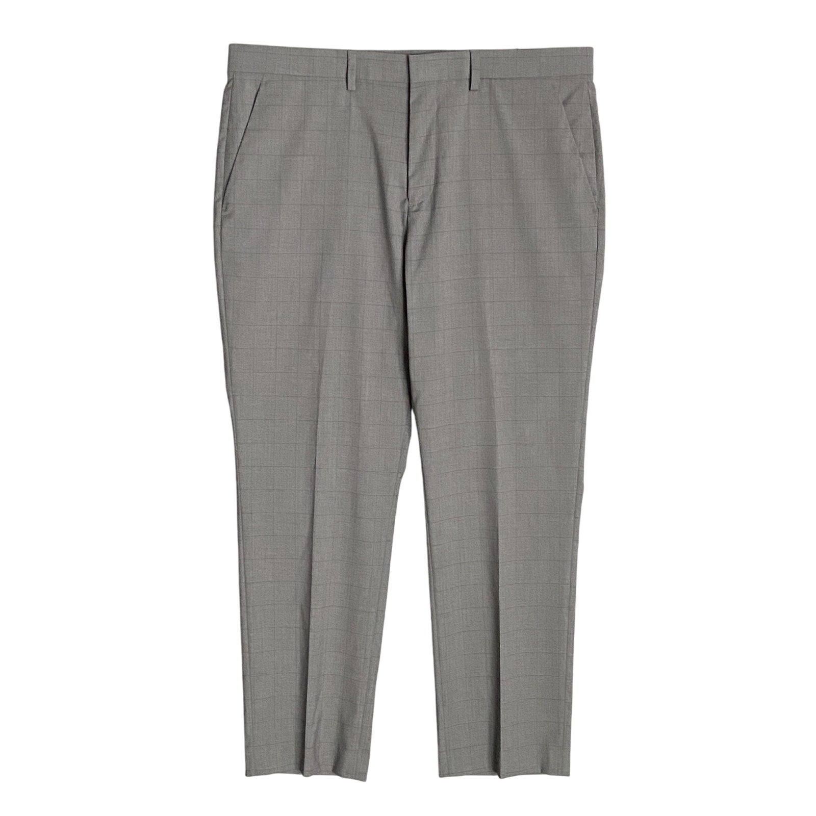 Perry Ellis Portfolio Pants Men's 36x29 Dress Pant Slim Fit Grey Window Pane NEW