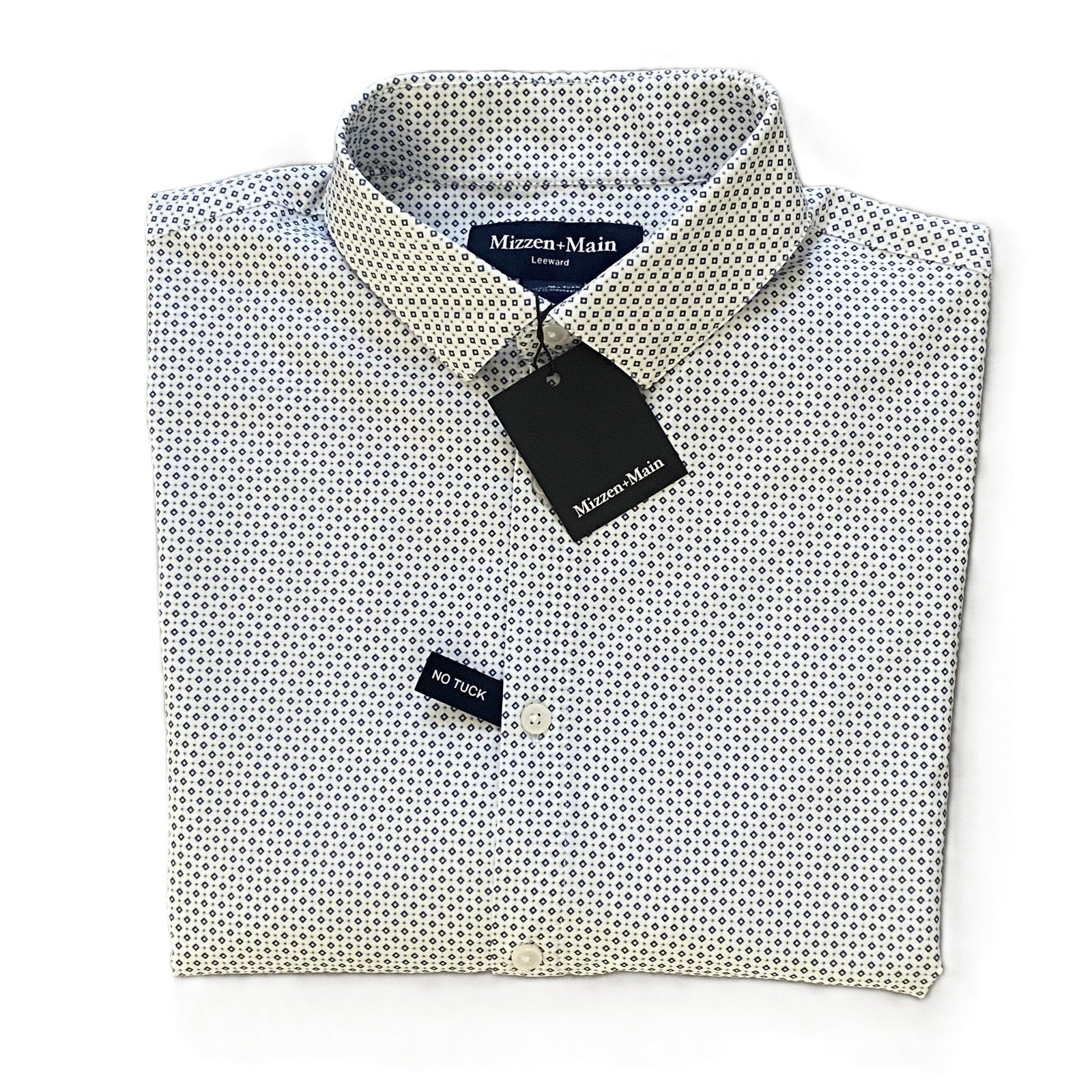 Mizzen+Main Shirt Men's Medium Leeward Classic Fit No Tuck Diamond Mosaic
