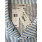 Lacoste Sleepwear Men's Large Poplin Pajama Shirt Cotton Blue Pinstripe