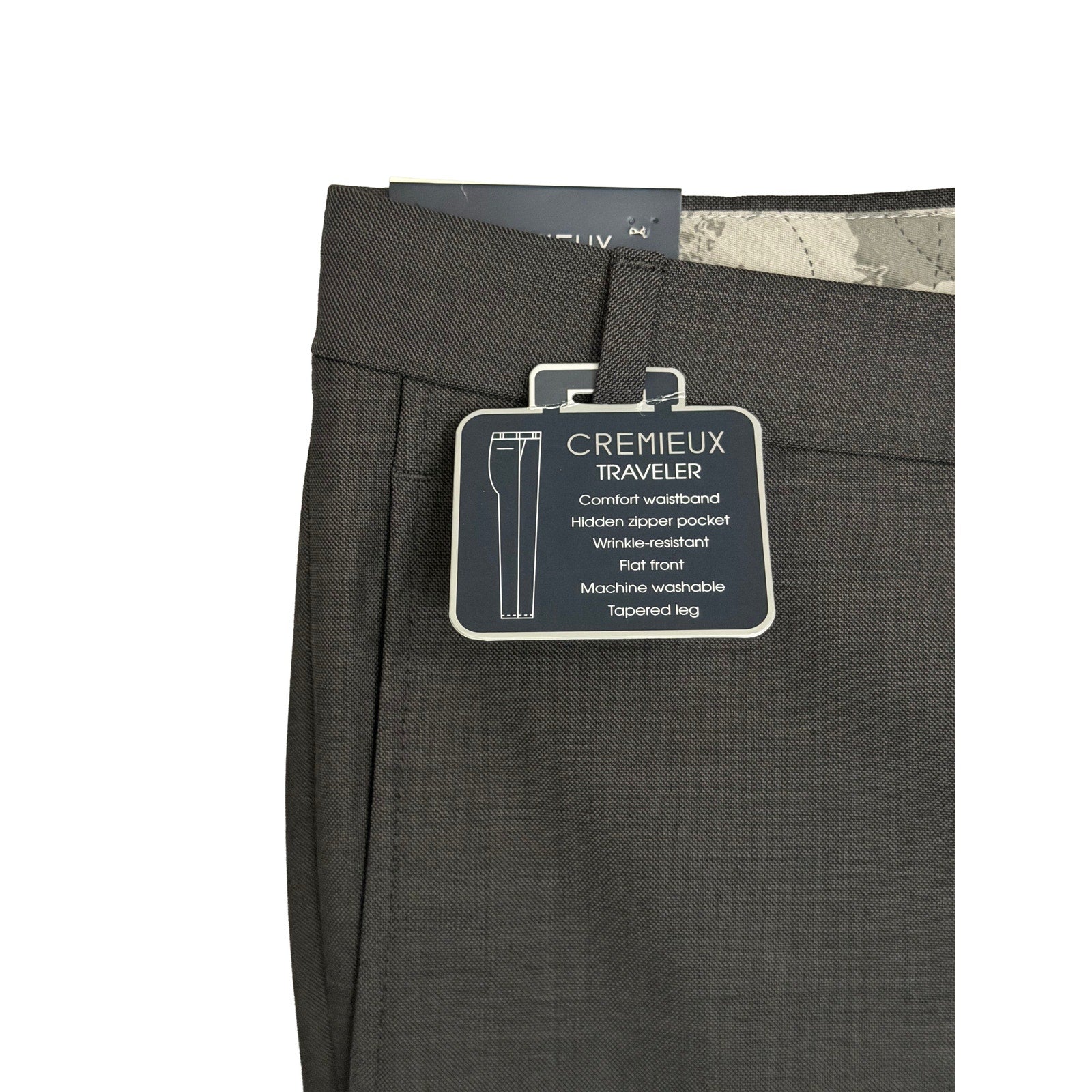 Daniel Cremieux Dress Pant Men's 46R Traveler Raw Hem Comfort Waist Charcoal