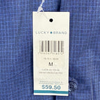 Lucky Brand Men's 15-15.5 34/35 Slim Fit Dress Shirt Blue Geo Print Stretch