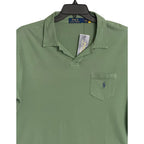 Polo Ralph Lauren Shirt Men's Large Buttonless Polo Cotton Linen Blend Green