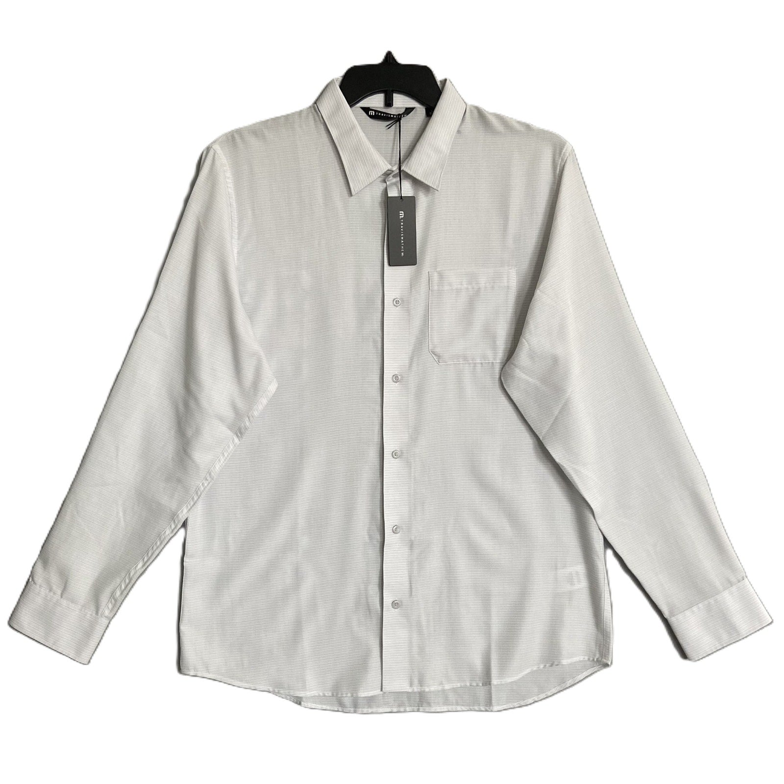 Travis Mathew Shirt Men's Large "Little Leary" Long Sleeve White Stripe