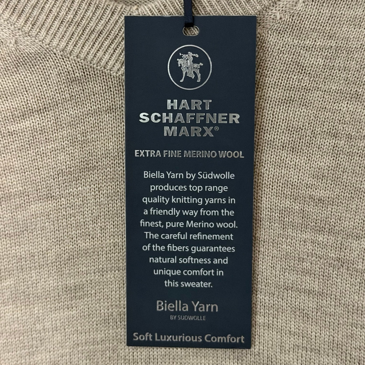 Hart Schaffner Marx Sweater Men's 2XT Big & Tall V-Neck Merino Wool Oatmeal