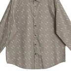 Alfani Dress Shirt Men's Medium Button-Up Long Sleeve Cotton Taupe Geo Print