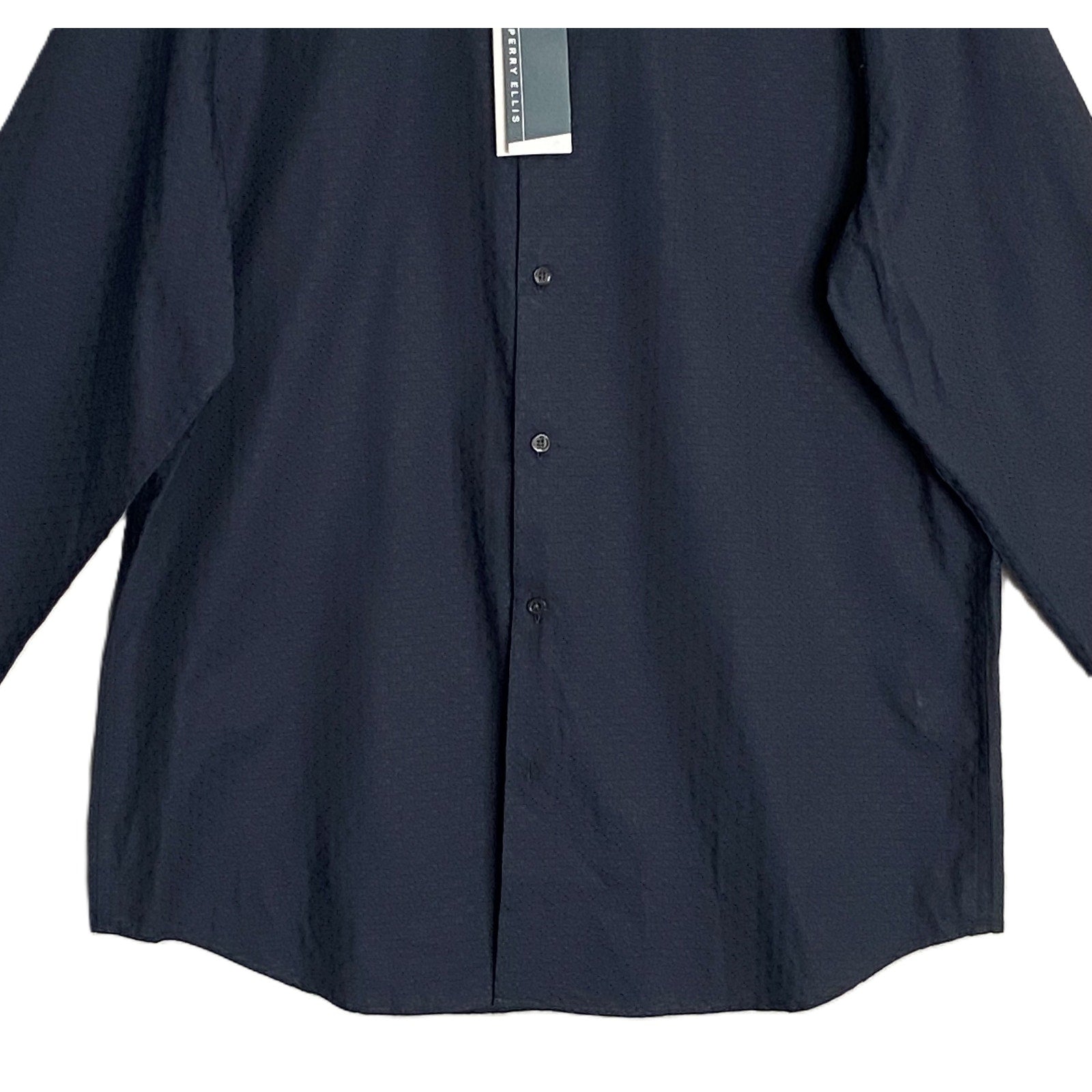 Perry Ellis Dress Shirt Men's XLT Big & Tall Cotton Long Sleeve Dk Sapphire