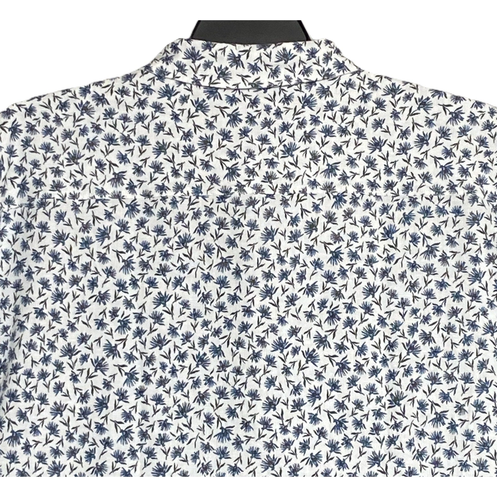 Boss Shirt Men's 5XL Big & Tall Short Sleeve Stretch Linen Shirt Blue Floral