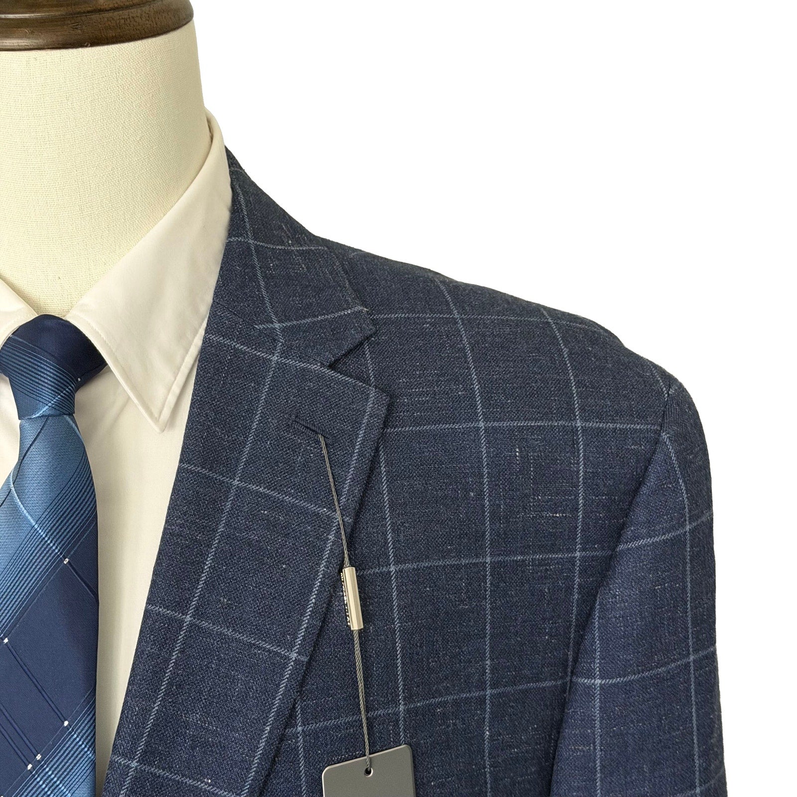Michael Kors Suit Jacket Men's 52 Long Classic Fit Wool Silk Linen Blue Ck