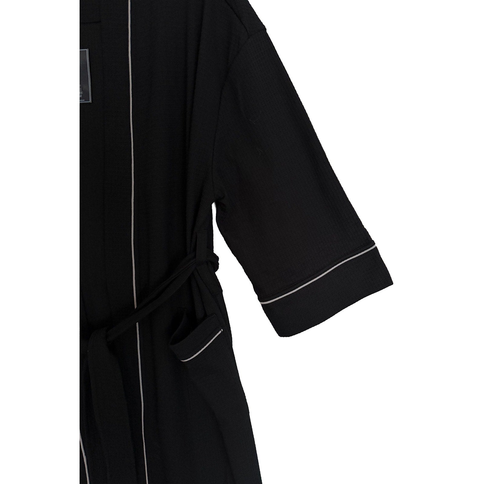 Majestic International Robe Men's XL/XXL Kimono Robe Knit Waffle Black