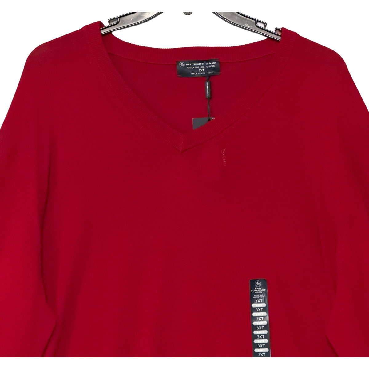 Hart Schaffner Marx Sweater Men's 3XT Big & Tall V-Neck Merino Wool Red