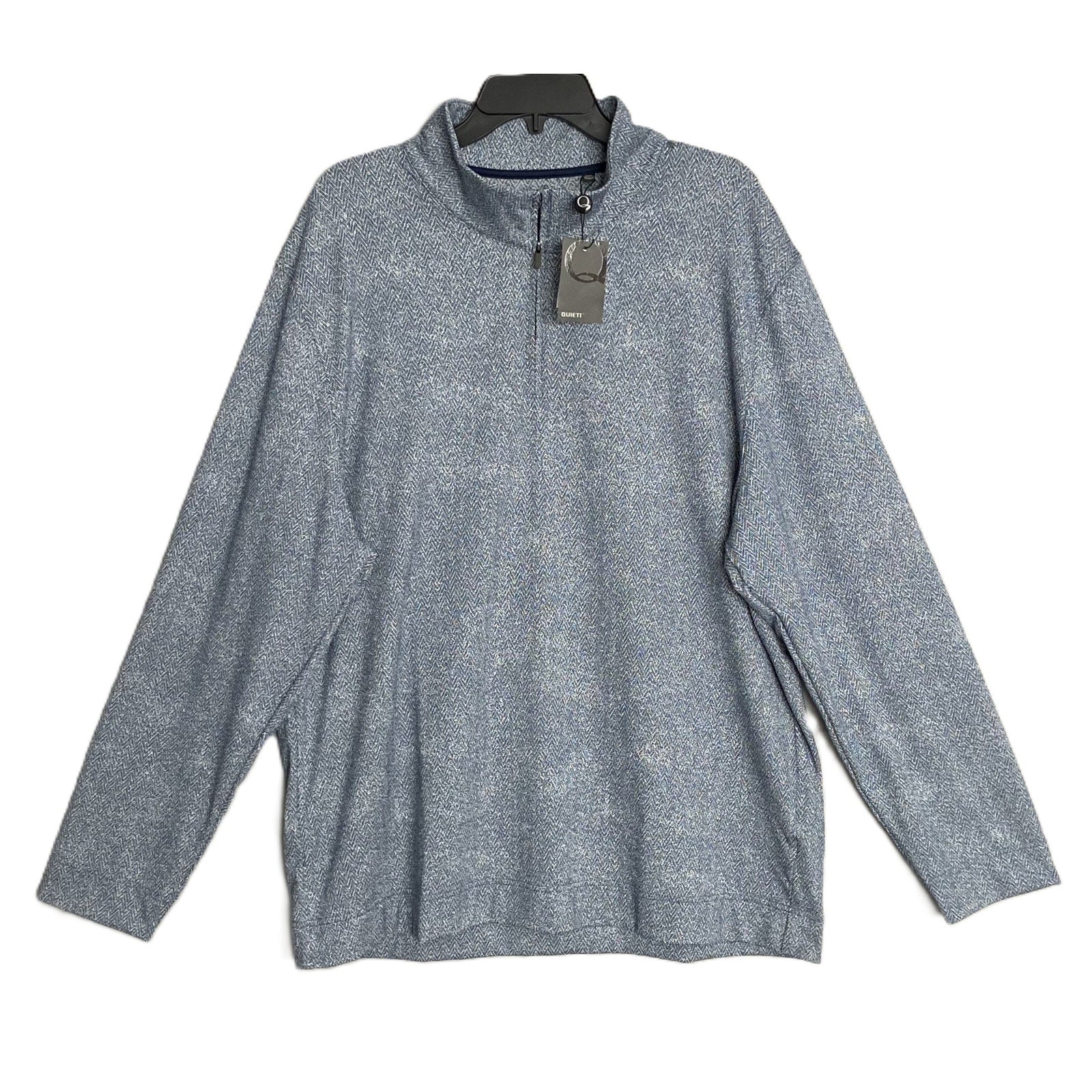 Quieti 1/4 Zip Pullover Men's XXL Mock Neck Stretch Fabric Blue