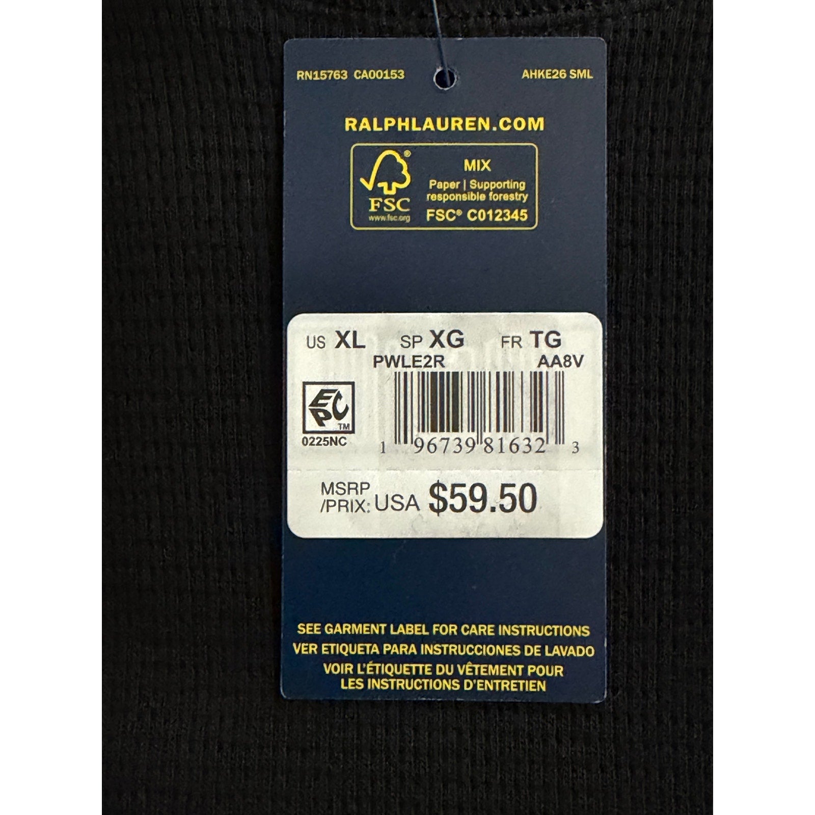 Polo Ralph Lauren Sleepwear Men's XL Crew Neck Long Sleeve Knit Shirt Blue NWT