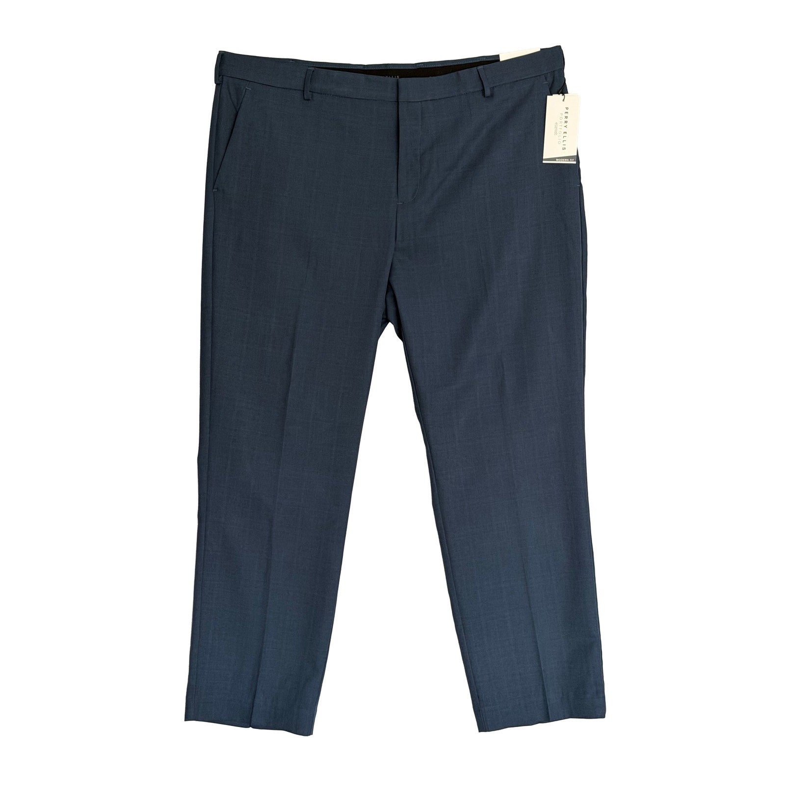 Perry Ellis Portfolio Pants Men's 40"x32" Dress Pants Modern Fit Indigo