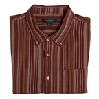 Liverpool Los Angeles Shirt Men's Large Button-Down Short Sleeve Brick Stripe