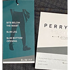 Perry Ellis Portfolio Pants Men's 34x32 Slim Fit Dress Pant Charcoal Gingham