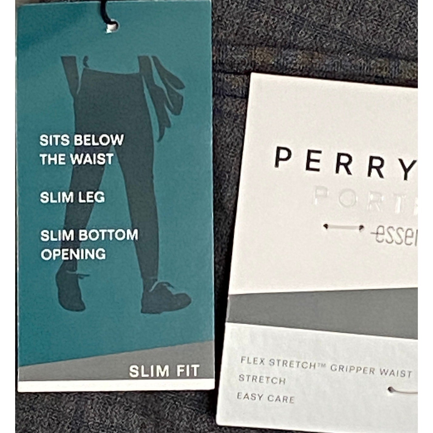 Perry Ellis Portfolio Pants Men's 34x32 Slim Fit Dress Pant Charcoal Gingham