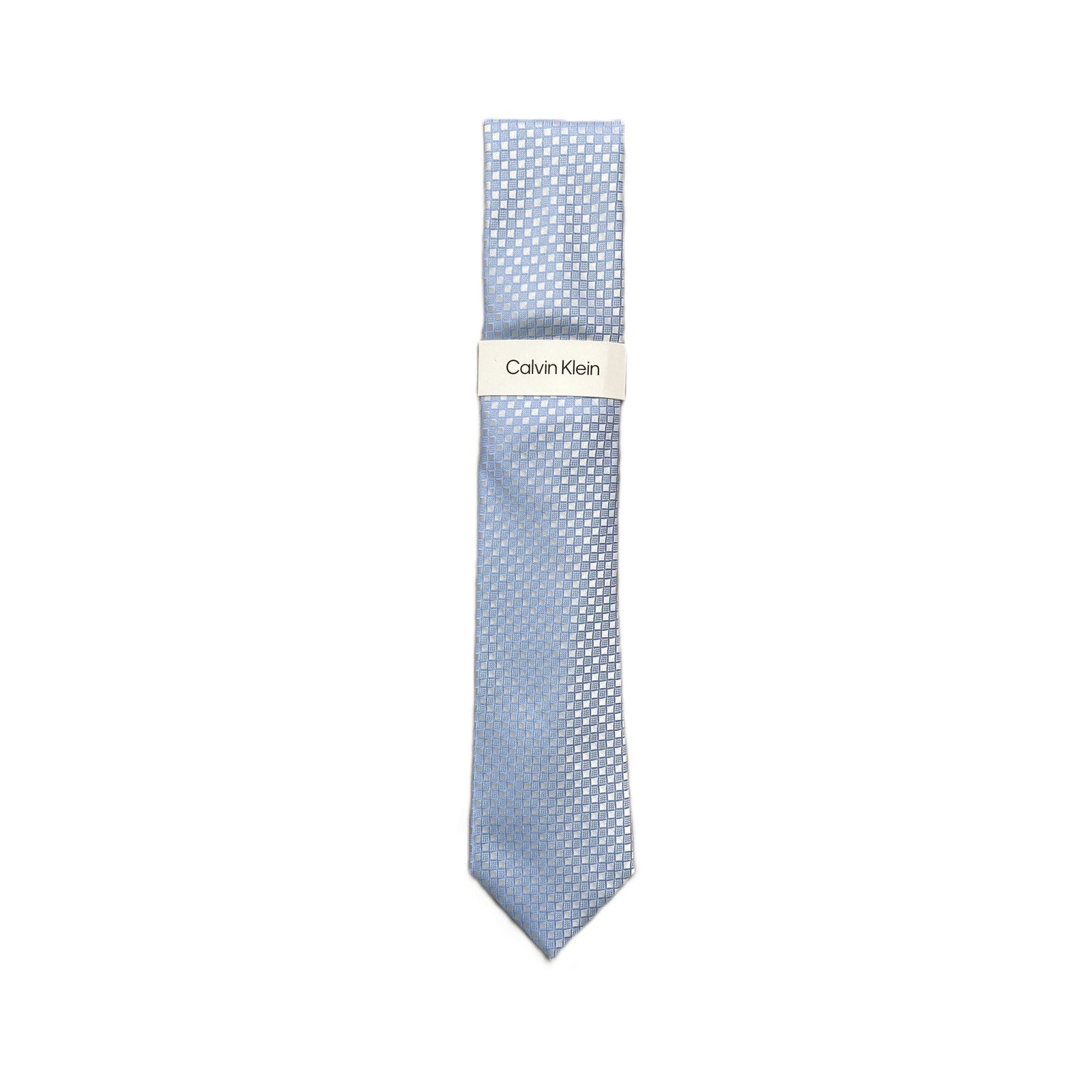 Calvin Klein Necktie Silk Blend Classic Width and Length Blue Check