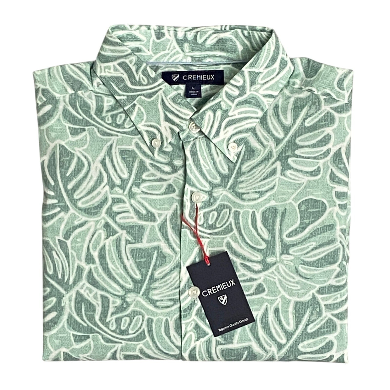 Daniel Cremieux 38 Men's Large Casual Button-Down Shirt Green Leaf Print