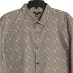 Alfani Dress Shirt Men's Medium Button-Up Long Sleeve Cotton Taupe Geo Print