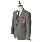 Tallia Verdello Suit Jacket Men's 40 Regular Stretch Wool Cream/Brown Plaid