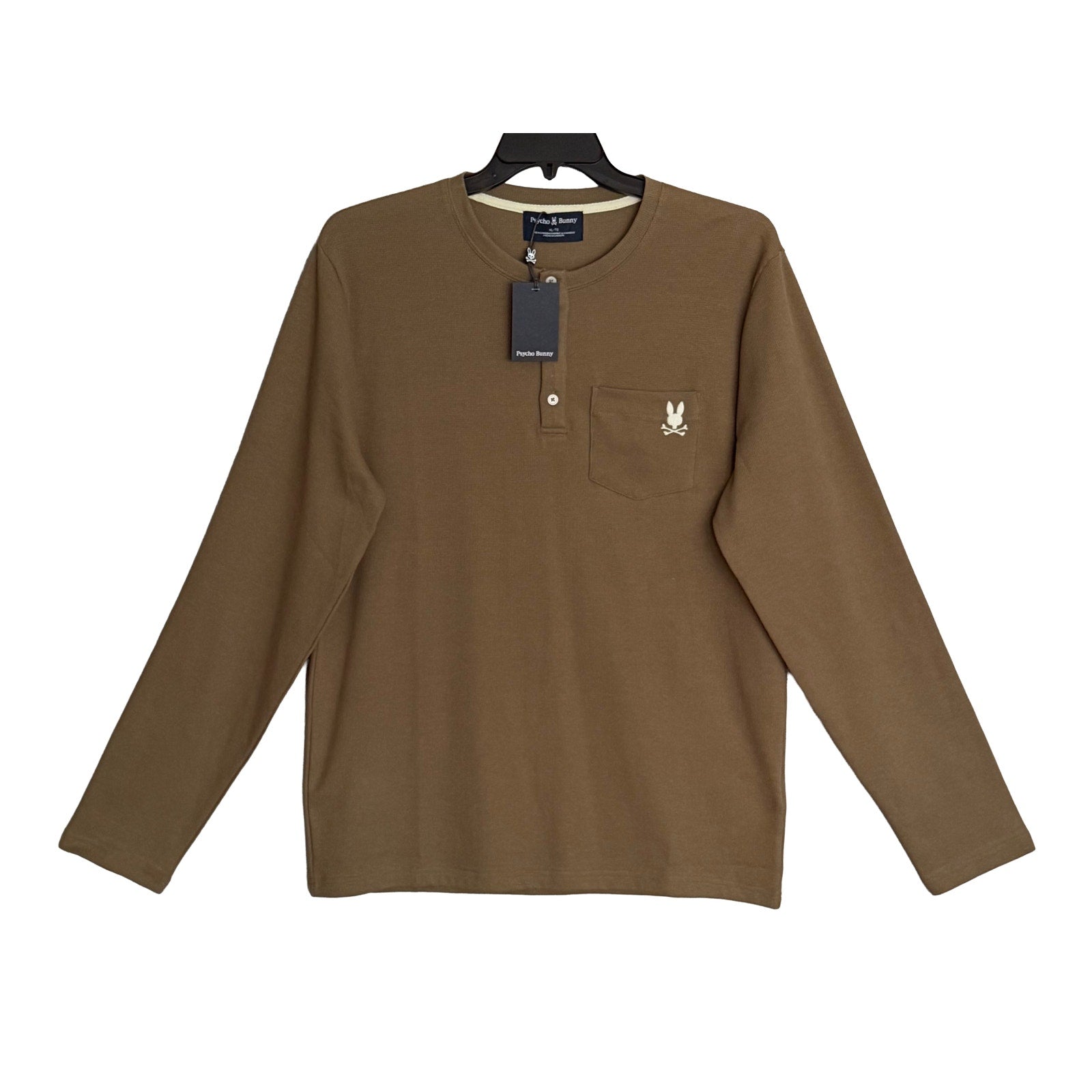 Psycho Bunny Henley T-Shirt Men's XL Long Sleeve Chest Pocket Dusky Green