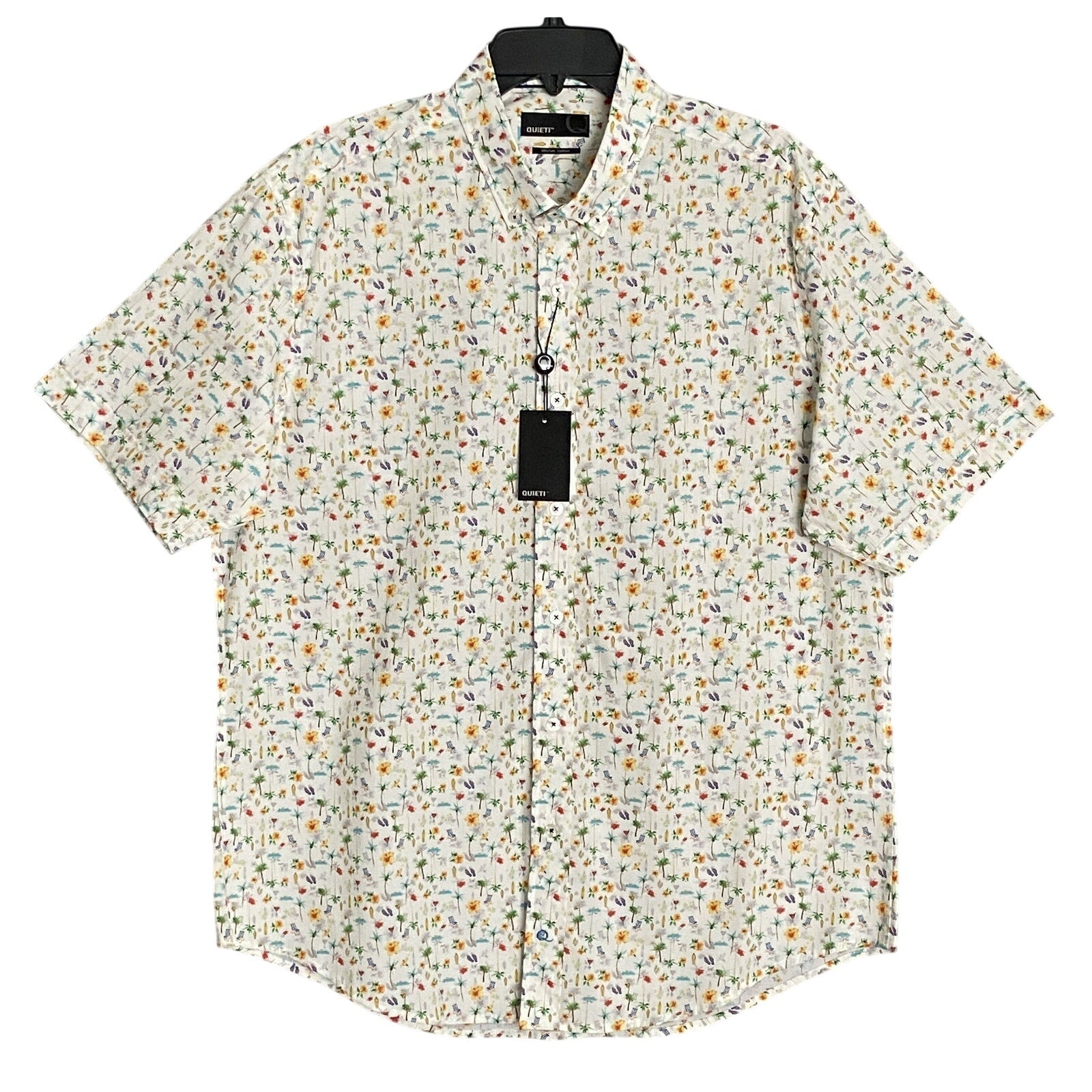 Quieti Shirt Men's XL Short Sleeve Button-Down Shirt Beach Theme Print
