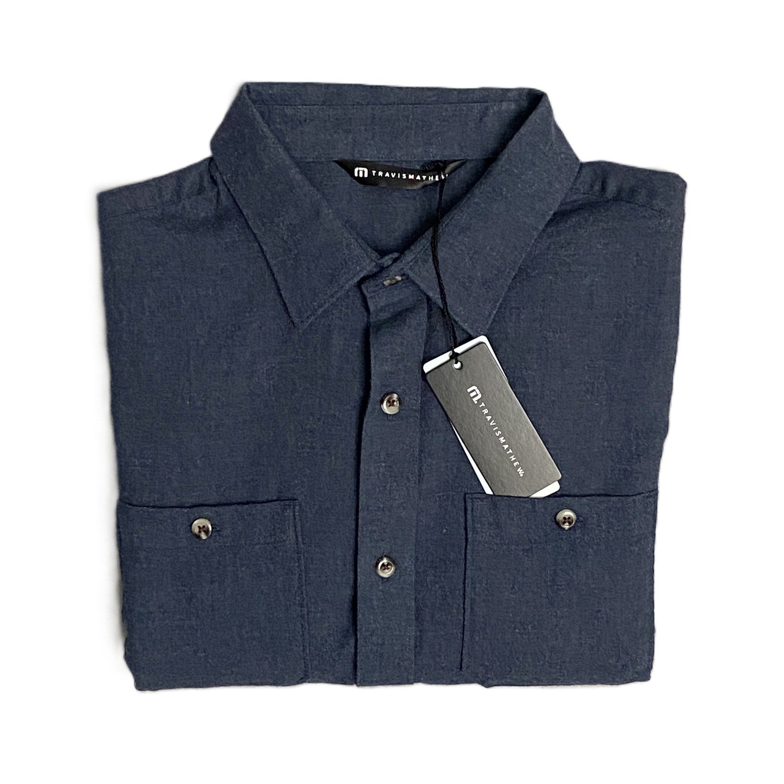 Travis Mathew Men's Small Cloud Collection Flannel Shirt Blue Heather