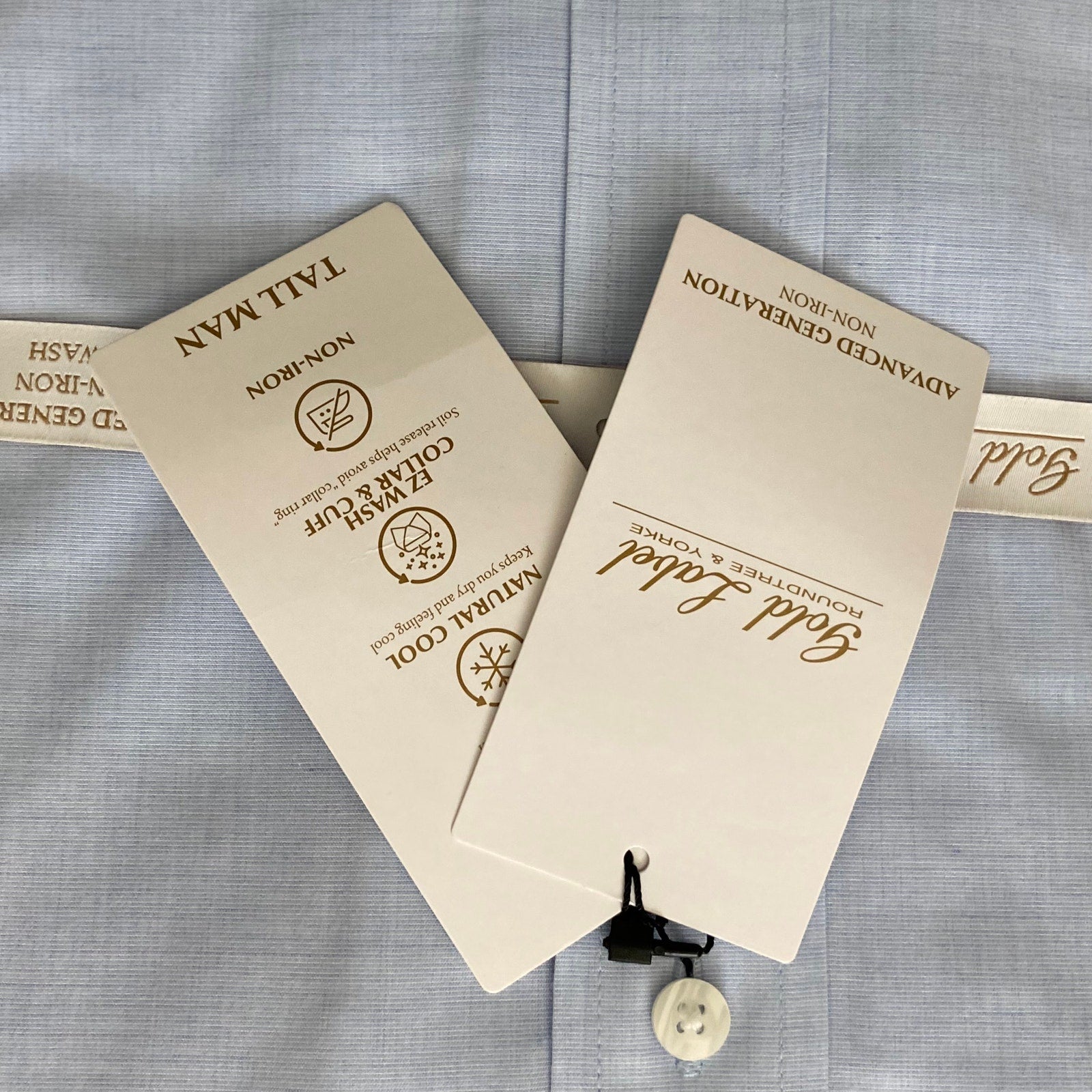 Roundtree & Yorke Shirt Big & Tall Men's 18.5 38/39 Dress Shirt Light Blue