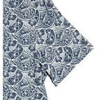 Bugatchi Shirt Men's Small Shaped Fit Linen Blend Short Sleeve Indigo Floral