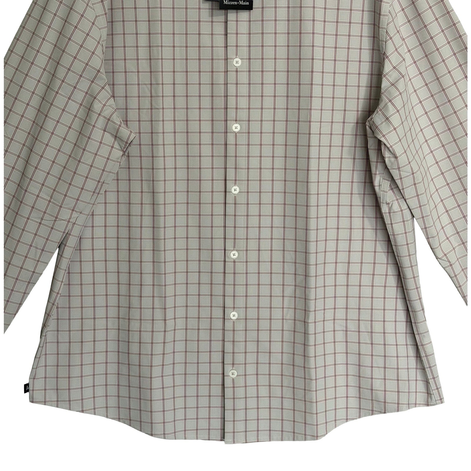 Mizzen+Main Shirt Men's XXL Leeward Trim Fit Long Slv Aluminum Hampton Plaid